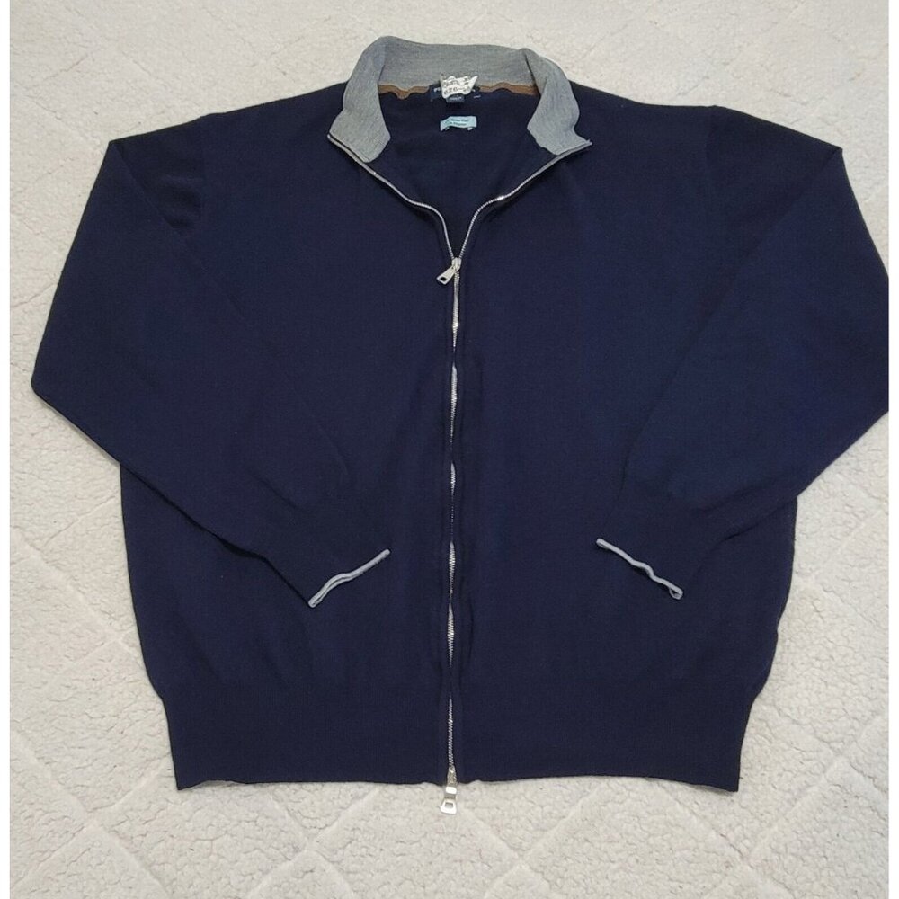 Peter Millar Men's Navy Blue Full Zip Wool Cardigan Sweater Long Sleeve Size XL - Picture 2 of 10